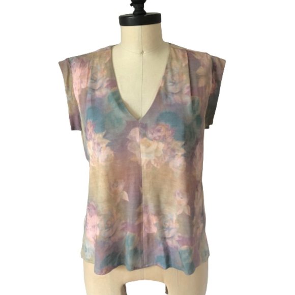 RACHEL COMEY Floral Watercolor Tie-Dye Ombre SML - Picture 1 of 12